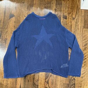Edikted Blue Knit Sweater with Star Design